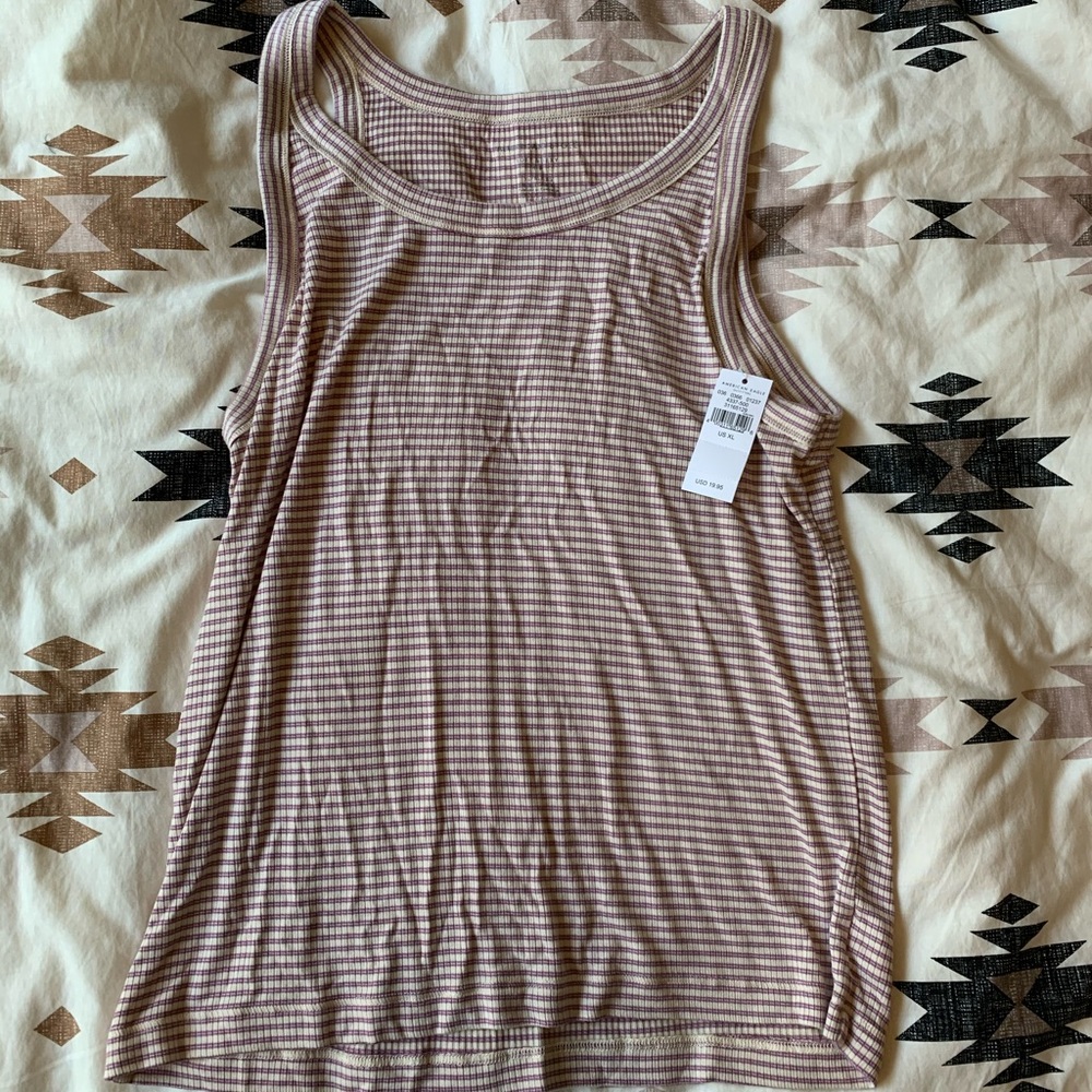 Purple Striped American Eagle Tank Top